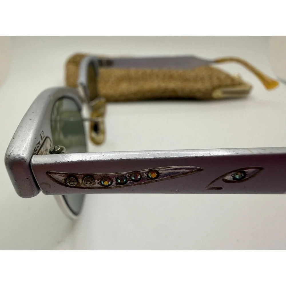 ArtCraft Kids Vintage CatEye Eyeglasses Goldfilled Hand Etching - Vintage Case